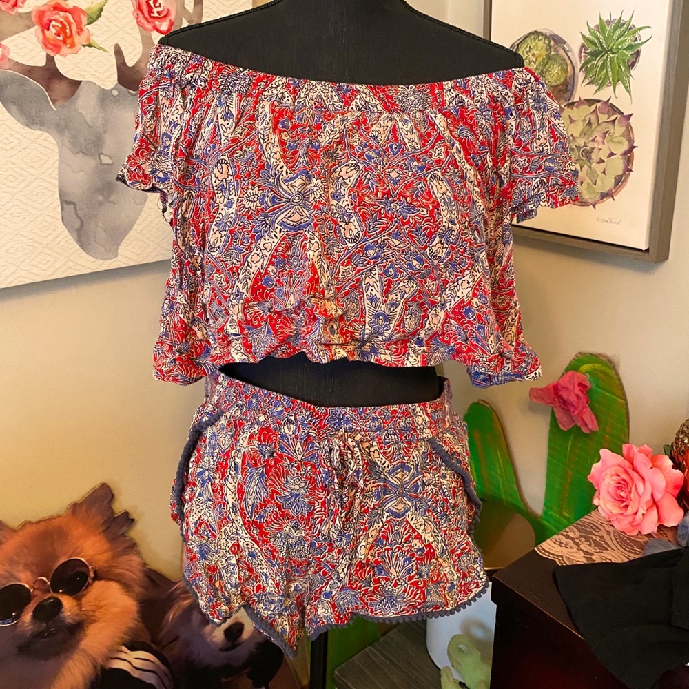 Off shoulder matching Co-ord boho 2 piece set